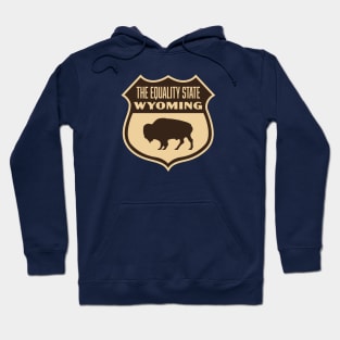 The Equality State Wyoming Retro Buffalo Shield (Brown) Hoodie